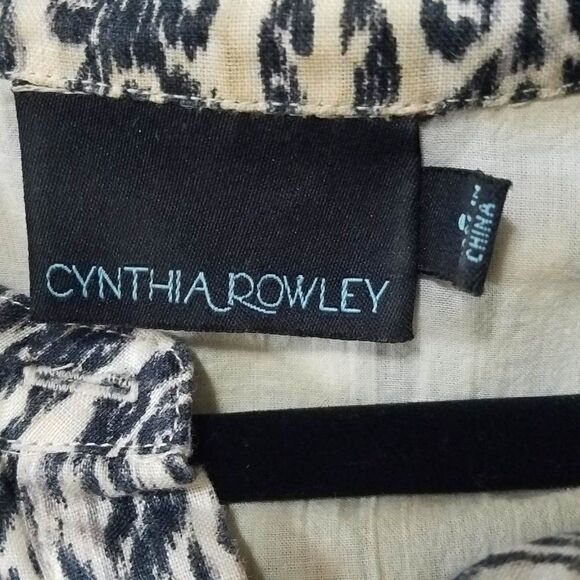 Cynthia Rowley 100% Cotton Dress size 8 Black Tan - Picture 2 of 9